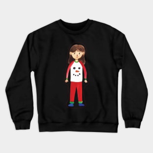 Girl with Christmas pajamas Crewneck Sweatshirt